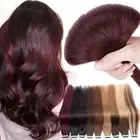CLEARANCE Tape In Russian Remy Human Hair Extensions Skin Weft THICK Burgundy AU