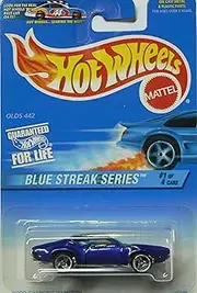 [Hot Wheels] Mattel 1997 Blue Streak Series 1:64 Scale Blue Olds 442 Die Cast Car 1/4