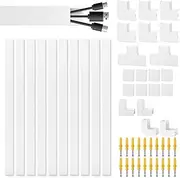 Cover Raceway Kit, 157in Cable Hider, Cord Covers for Wires on Wall, Wire Covers for Cords, Cord Hider Wall, Wire Hiders for TV on Wall, Cable Cover, Wire Hider, 15.7in X W0.9in X H0.6in