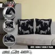 SOGA 2X 45cm Black Light Luxury Zebra Decorative Square Pillow