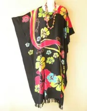 KD274 Floral Plus Size Kaftan Beachwear Batwing Maxi Abaya Dress 2X, 3X, 4X & 5X