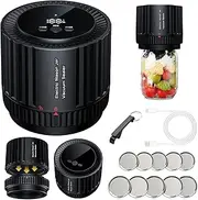 Electric Mason Jar Vacuum Sealer Kit, Cordless Vacuum Sealer for Wide Mouth and Regular Mouth Mason Jar, with Can Opener, Lids, Suitable for Food Saver and Fermentation extend freshness