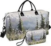 [ZRYSMY] Landscape Autumn Grassland Duffel Bag for Traveling, Travel Bag Gym Bag, with Multiple Interior Pockets Shoulder Weekender Bag for Women Men with Toiletry Bag 20.5L x 1.9W x 13.8H