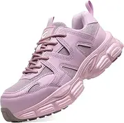 [KOIFISH] Safety Shoes Women's Lightweight Work Shoes Non-Slip with Steel Toe Cap Sporty Breathable Protective Shoes