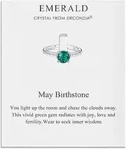[Philip Jones] May (Emerald) Adjustable Birthstone Ring on Quote Card Created with Austrian Crystals