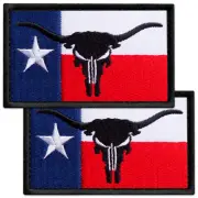 2Pcs Texas Flag Patch, Embroidered Dead Skull Tactical Patches