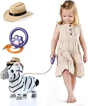 TUMAMA Baby Stuffed Animals Zebra Walking Talking Toy with Remote Control Leash,Plush Walks,Barks,Sing Electronic Interactive Pet Toys for Kids,Soft Zebras Toy for Kids Age 3 4 5 6 7 Boys Girls Years
