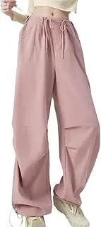 [kakarin choyx] Cargo Pants Women High Waisted Casual Parachute Pants Elastic Lightweight Quick Dry Wide Leg Hiking Pants