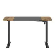 Advwin Electric Standing Desk Adjustable Height Ergonomic 140cm Black+Walnut Splice Board Tabletop+Black Frame