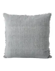 [Aura Home] Vintage Linen Fringe Cushion in Smoke