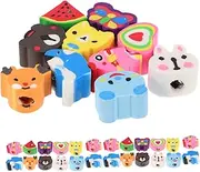 SOPOTUTU 50pcs Kawaii Fruits Shaped Erasers for Fun Miniature Pencil Erasers with Capsules Classroom and Office Supplies Party Favors Rewards for Mixed Style
