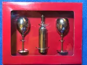 Metal/Tin Wine Glasses and Bottle Christmas Tree Ornaments, 3-Piece Set, 4”