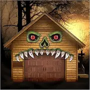CCINEE Halloween Monster Face Outdoor Decoration,Large Eyes Fangs Nostril Garage Door Archway Entryway Trunk Decorations for Halloween Outdoor Decoration Props Supplies