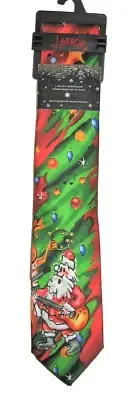 Jerry J. Garcia Christmas Collection Santa Playing Guitar Holiday Tie New