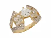 10k or 14k Two Tone Gold White CZ Split Band Ladies Wedding Engagement Ring