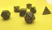 Ancient Futuristic Yellow/Black 7pc Dice Set - Dungeons Dragons Pathfinder RPG