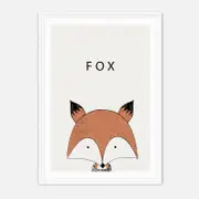 Galrie Charming Modern Minimalist Fox Art Print for Home Decor, White Frame, A4 21 x 30cm (8 x 12inch)