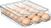 Egg Holder - Auto Rolling Egg Holder for Refrigerator Large Capacity Eggs Container Tray Fridge Organiser, Egg Dispenser Fridge Kitchen Storage & Organisation
