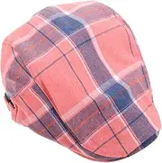 [OATIPHO] Men's and Women's Newsboy Cap Pink Newsboy Hat Adjustable Strap Flat Beret Hat Casual Baker Waiter Uniform