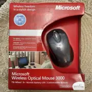 Microsoft Wireless Optical Mouse 3000 Silver Mac PC USB or PS/2 Tilt Wheel 4 Way