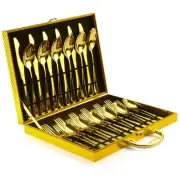 30-Piece Gold Silverware Set, Gold Flatware Set for 6, Food-Grade Stainless S...