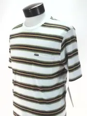 VOLCOM T-Shirt Striped Green Brown Blue 1 Chest Pocket S/S Casual Men's M New