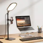 Desk Ring Light with Stand and Phone Holder, 3000K-6500K Dimmable Computer Ri...