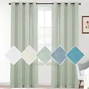 [H.VERSAILTEX] Linen Sheer Curtains 213cm Drop Eyelet curtains 2 Panels Linen Curtains for Living Room/Bedroom Not See Through Sheer Curtains Light Filtering Window Treatment- Each W132cm x D213cm, Sage