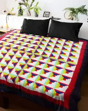 Patchwork Log Cabin FINISHED QUILT - Great borders and quilting motifs