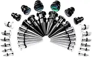 [TBOSEN] 36PCS Surgical Stainless Steel Stretching Kit Plugs Expander Tapers Single Flare Tunnel | Flat Top Body Piercing Jewelry Set 14G-00G