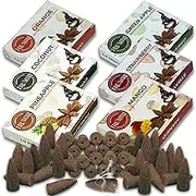 Trumiri Fruity Backflow Incense Cones - Variety Pack - Total 60 Incense Cones Waterfall (6 Scents X 10 Conos) - Strawberry, Coconut, Pineapple, Apple, Mango, Orange - Incense Backflow Cones