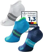 [Juclise] Bamboo Compression Socks for Running Invisible Coolmax Padded Blisters for Sports