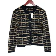 NWT Talbots Black & Gold Old Money Cardigan Sweater Preppy Retail $159 sz Petite