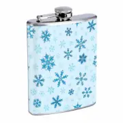 Popular Snowflake Pattern D9 Flask 8oz Stainless Steel Hip Drinking Whiskey