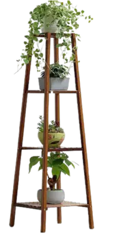 4Tiers Bamboo Plant Stand Corner Rack Ladder Shelf Flower Pot Holder for Balcony