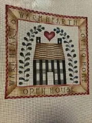 Needlepoint Warm Open Loving Home House Hand Painted Canvas 8.75” Square Design