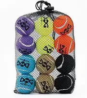 Squeaky Tennis Balls for Dogs - 12 Pack 2.0'' Durable Non-Toxic Interactive Dog Toy Balls with Mesh Bag, SGS Certified, Colorful Puppy Chew Toys for Teething, Pet Training Outdoor Play, Small Breeds