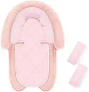 Baby Car Seat Head Body Support & Strap Covers, 2 in 1 Infant Car Seat Insert, Reversible Soft Breathable Newborn Cushion Pads for Preemie, Perfect for Baby Carseats, Strollers, Swings (Light Pink)
