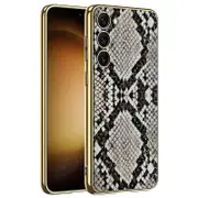 Crocodile/Snake Texture Case for Samsung Galaxy S23+,TPU Frame Coated PC Back Case-Snake Texture