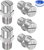 uxcell 5-Pack Flat Fan Spray Tip, 110 Degree 1/8BSPT Male Stainless Steel Pressure Washer Nozzles Cleaner Nozzle Replacement W Sealing Tape for Water Guns (1.1mm Orifice)