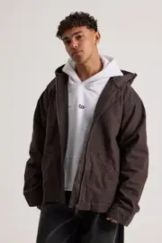 [Factorie] Factorie - Half Half Hooded Coach Jacket - Washed black XL WASHED BLACK