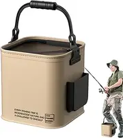 Fishing Bait Bucket - Insulated Fishing Bucket Collapsible Fishing Bait Bucket | Versatile Waterproof Fish Container with Side Pocket, Portable Bag for Storing Live Baits for Beach Fishing