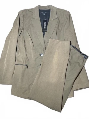 Lafayette 148 New York Women's Suit Set - Size 12 Blazer/ 14 Pant Olive