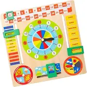 KONTONTY Educational Time Learning Clock Wooden Toys Boys and Girls Development Toys Bright Colors