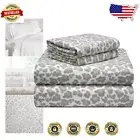 Luxury 180 GSM Cotton Flannel Leopard Print Queen Sheet Set - 4-Piece Comfort