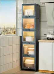 Stackable Snack Organizer Kitchen Storage Cabinet, Kitchen Microwave Cabinet, 5-Tier Floor Stand, Suitable for Placing Cutlery Spice Bottles Kitchen Countertop Organizer (Color : Gray)