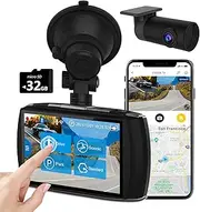 Dual Dash Cam, 4.0" Touch Screen Z-EDGE Ultra HD 1440P Front, and 1080P Rear, 155 Degree Wide Angle, Dual Lens Car Camera, Front and Rear Dash Cam, Dashboard Camera WDR, 32GB Card Included