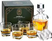 Imperial Whiskey Decanter Set for Men - Regal Trunk Whiskey Glass Set of 4 with