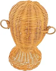 TOGEVAL Tabletop Hat Stand With Ear Design: Rattan Woven Display Holder - Mannequin Head Rack Cap Display Holder For Baseball Caps Wigs And Accessories