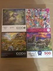 Lot of 4 boxes: nature, animal, fairy themed puzzles in unopened boxes